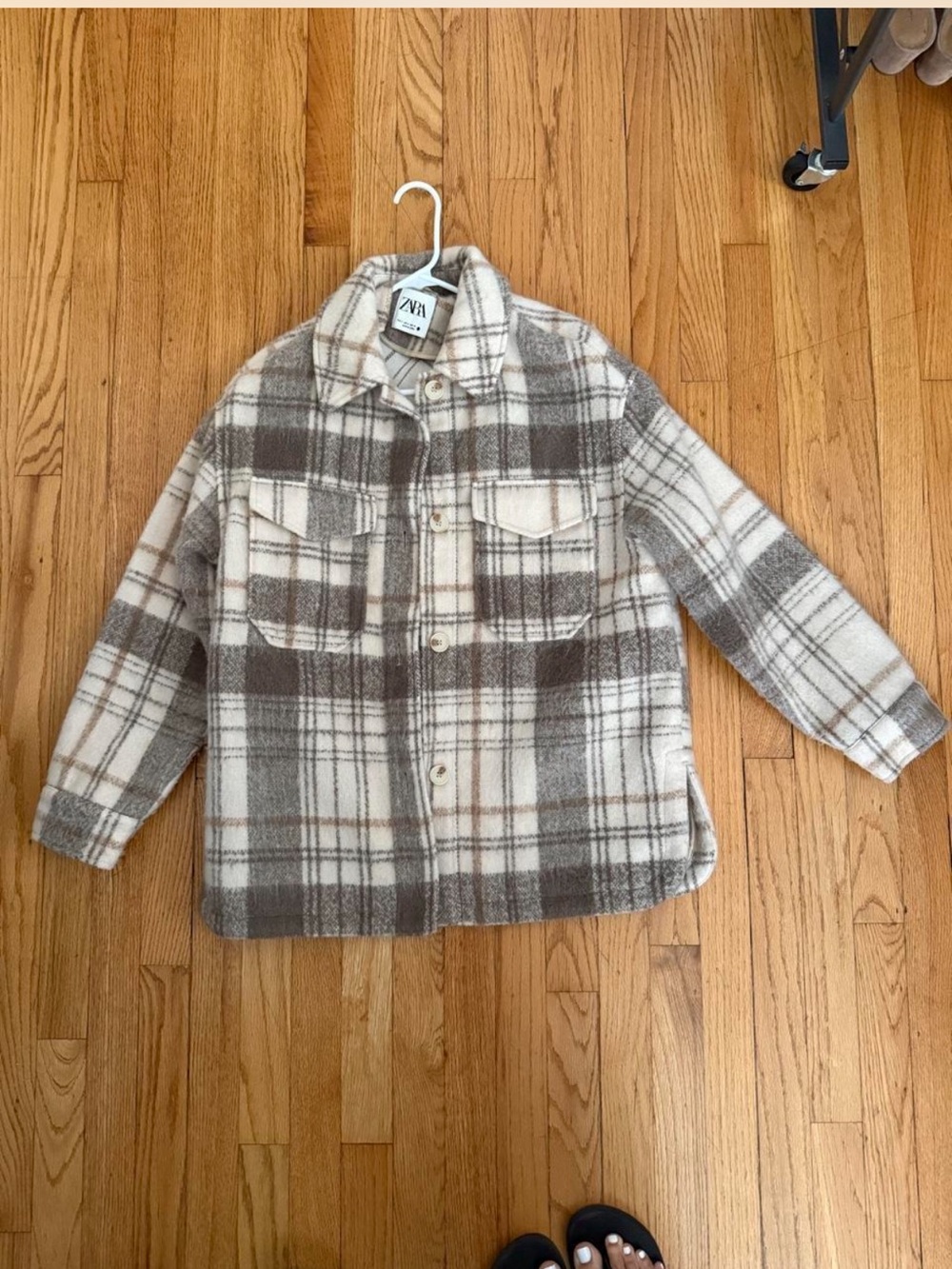 Zara Plaid Jacket - Cream & Brown